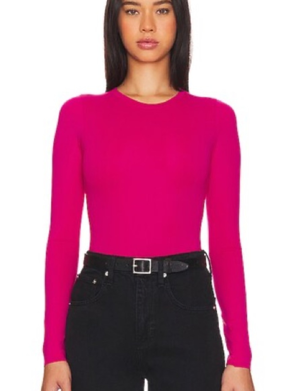 Good American Hot Pink Long-Sleeve Bodysuit